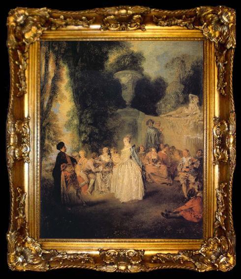 framed  Jean-Antoine Watteau Fetes Venetiennes, ta009-2